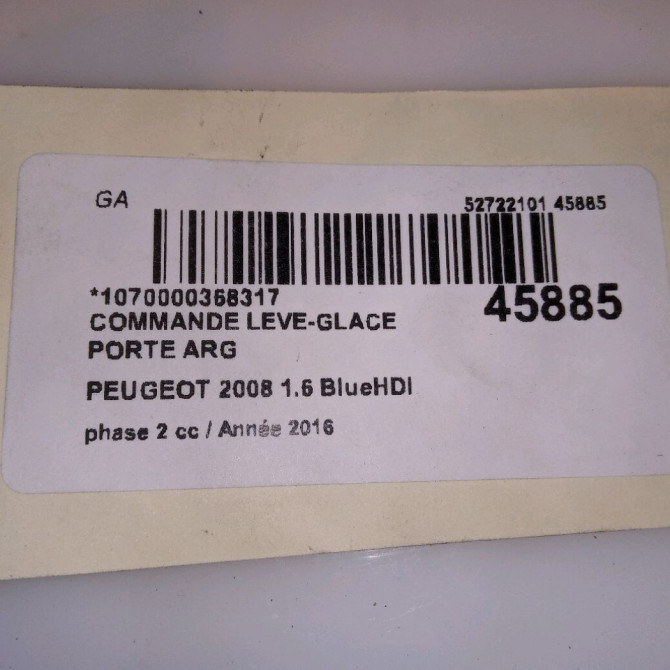 Commande leve-glace porte arrière gauche occasion PEUGEOT 2008 Phase 1 04-1995->04-1999 1.6 BlueHDI 120ch 96751119ZD 3