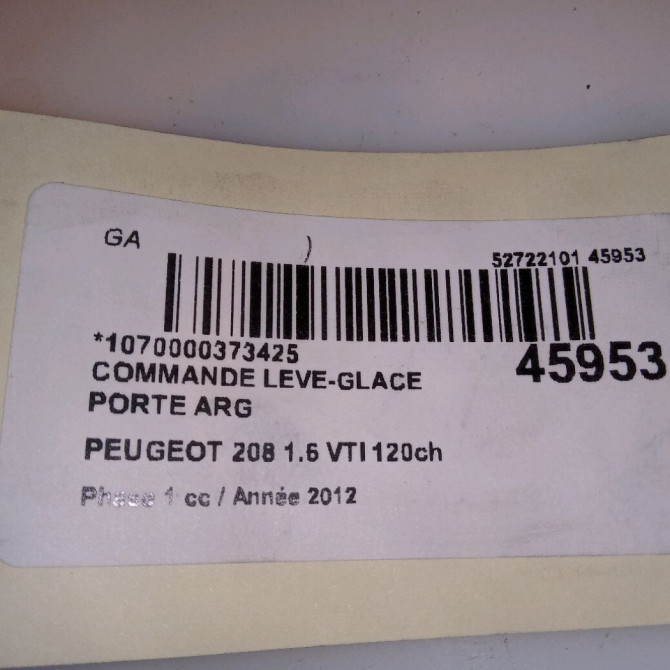 Commande leve-glace porte arrière gauche occasion PEUGEOT 208 208 Phase 1 2012-03-01->2015-09-30 1.6 VTI 120ch 96751119ZD 5
