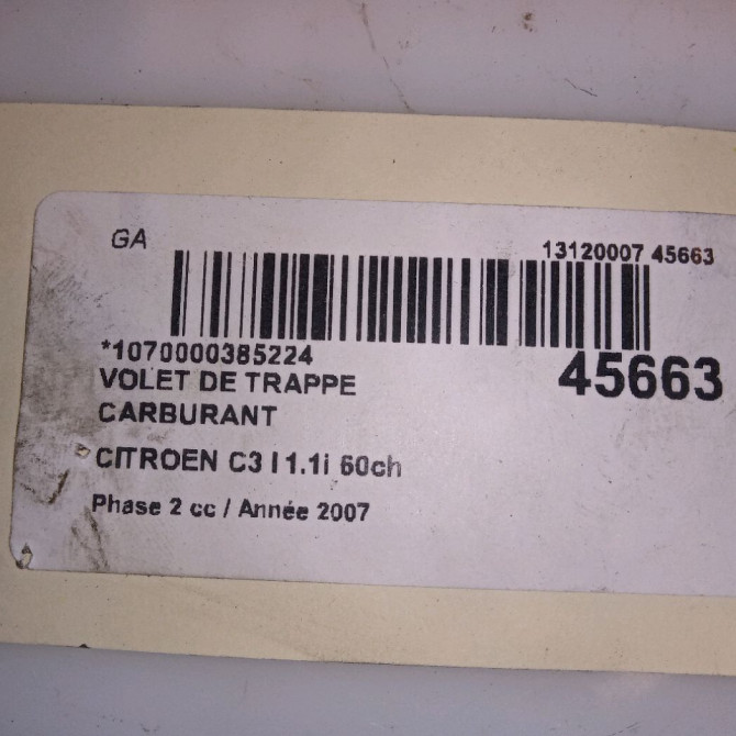 Volet de trappe carburant occasion CITROEN C3 I Phase 2 10-2005->12-2010 1.1i 60ch 151796 4