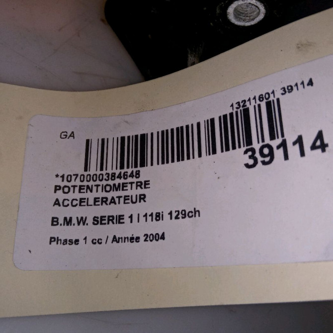 Potentiometre accelerateur occasion B.M.W. SERIE 1 I Phase 1 05-2004->12-2006 118i 129ch 5
