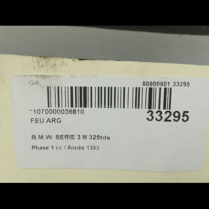 Feu arrière gauche occasion B.M.W. SERIE 3 III Phase 1 01-1991->04-1998 325tds 82199405444 3