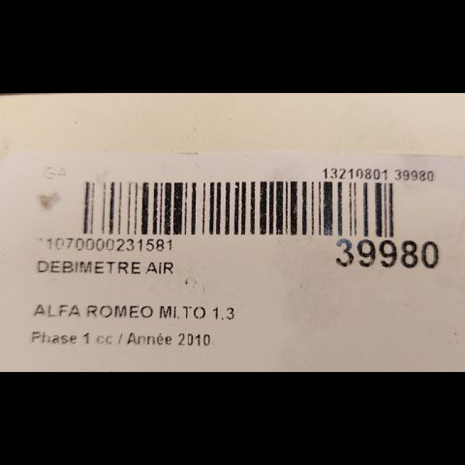 Debimetre air occasion ALFA ROMEO MI.TO MI.TO Phase 1 2008-09-01->2016-12-31 1.3 JTDM 95ch 51831050 3