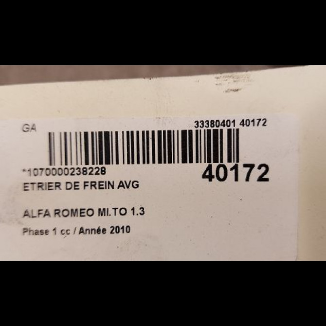 Etrier de frein avant gauche occasion ALFA ROMEO MI.TO MI.TO Phase 1 2008-09-01->2016-12-31 1.3 JTDM 95ch 77364982 3