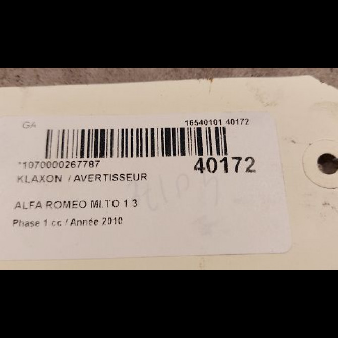 Klaxon  / avertisseur occasion ALFA ROMEO MI.TO MI.TO Phase 1 2008-09-01->2016-12-31 1.3 JTDM 95ch 50510965 3