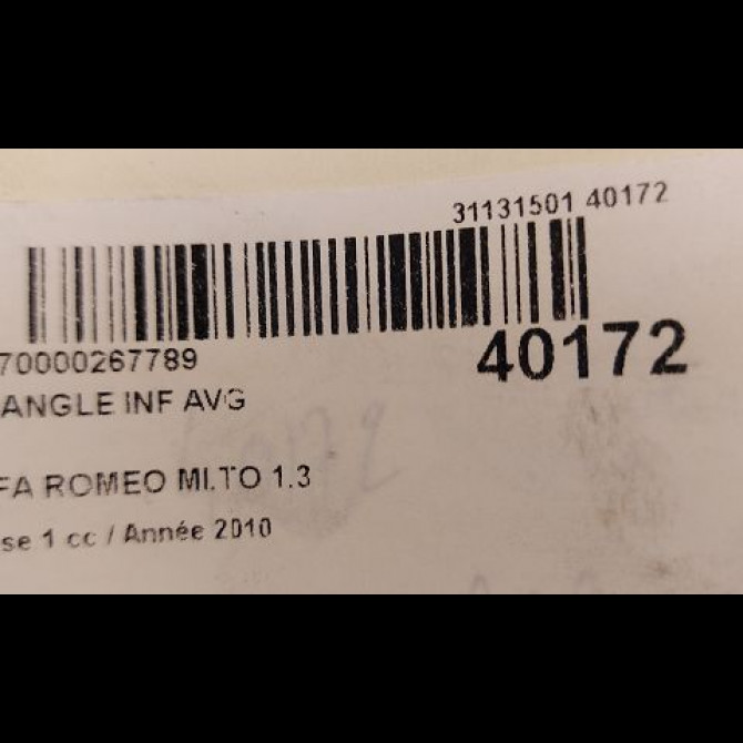 Triangle inf avg occasion ALFA ROMEO MI.TO MI.TO Phase 1 2008-09-01->2016-12-31 1.3 JTDM 95ch 51895367 2
