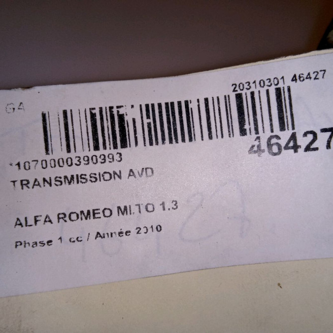 Transmission avant droite occasion ALFA ROMEO MI.TO MI.TO Phase 1 2008-09-01->2016-12-31 1.3 JTDM 95ch 3