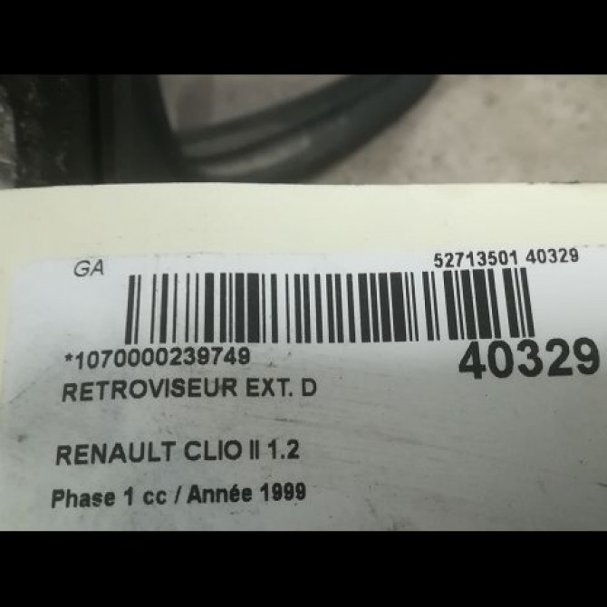 Retroviseur exterieur manuel droit occasion RENAULT CLIO II Phase 1 03-1998->06-2001 1.2 7700415326 3
