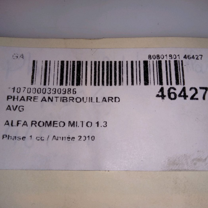 Phare antibrouillard avant gauche occasion ALFA ROMEO MI.TO MI.TO Phase 1 2008-09-01->2016-12-31 1.3 JTDM 95ch 4