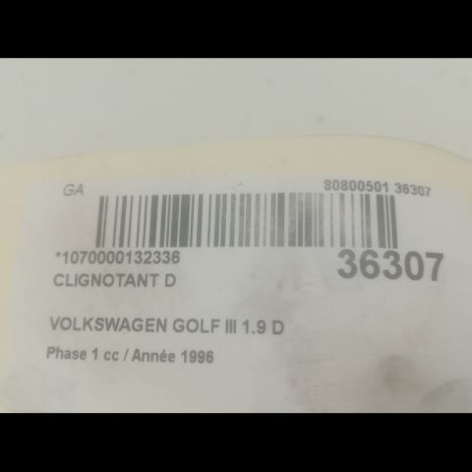Clignotant droit occasion VOLKSWAGEN GOLF III Phase 1 01-1992->12-1997 1.9 D 1H0953050E 3