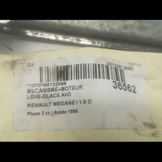 Mecanisme + moteur lève-glace avant droit occasion RENAULT MEGANE I Phase 2 03-1999->06-2003 1.9 D 7700834346 3