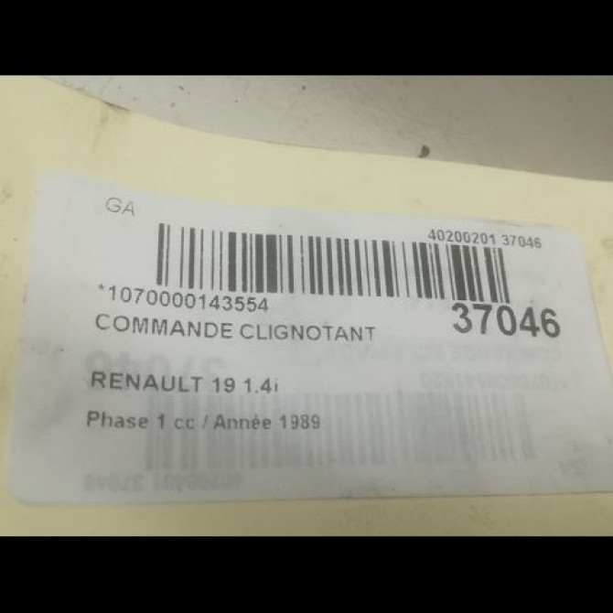 Commande clignotant occasion RENAULT 19 Phase 1 07-1989->04-1992 1.4i 7700766407 3