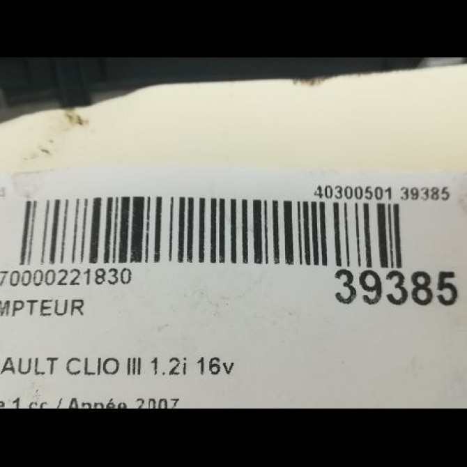 Compteur occasion RENAULT CLIO III Phase 1 09-2005->03-2009 1.2i 16v 75ch 8201059899 3