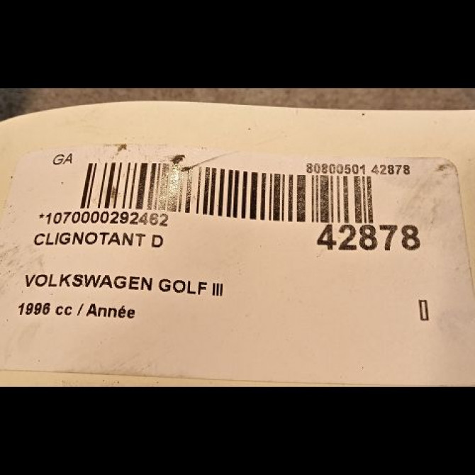 Clignotant droit occasion VOLKSWAGEN GOLF III Phase 1 01-1992->12-1997 1H0953050E 3