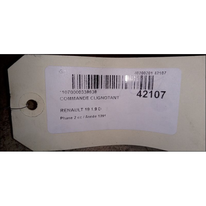 Commande clignotant occasion RENAULT 19 Phase 2 04-1992->04-1997 1.9 D 7700766407 3