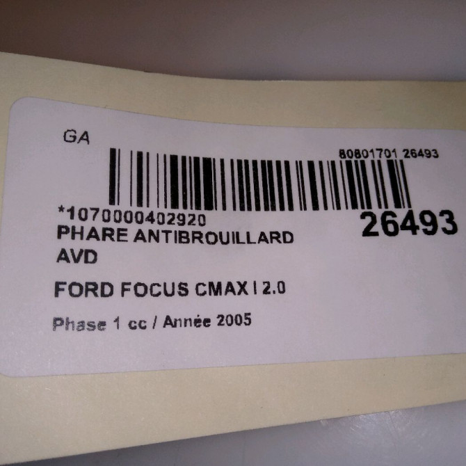 Phare antibrouillard avant droit occasion FORD FOCUS CMAX I Phase 1 09-2003->03-2007 2.0 TDCI 16v 135ch 4