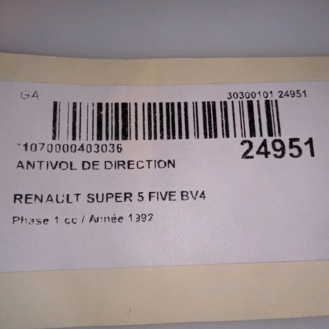 Antivol de direction occasion RENAULT SUPER 5 Phase 1 10-1984->12-1996 FIVE BV4 (87-90) 4