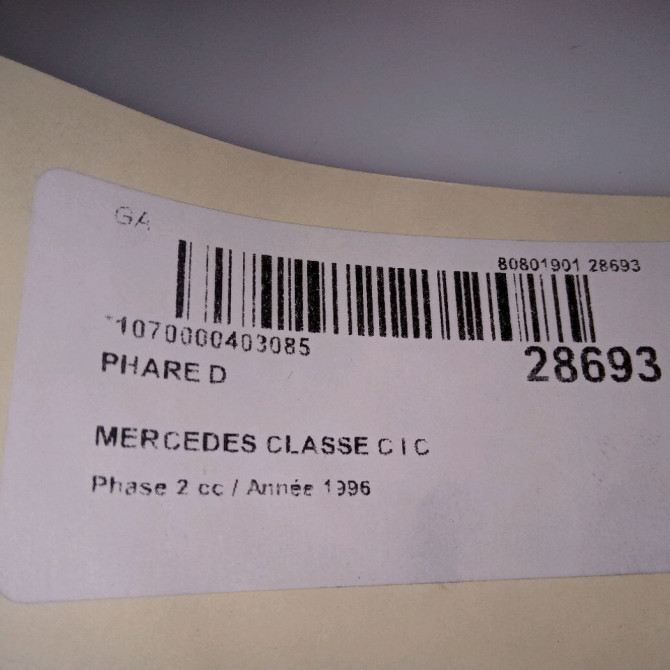 Phare droit occasion MERCEDES CLASSE C I Phase 2 06-1997->05-2000 C 220 D 2028203061 4