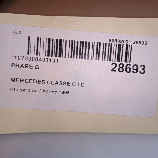 Phare gauche occasion MERCEDES CLASSE C I Phase 2 06-1997->05-2000 C 220 D 2028202961 4