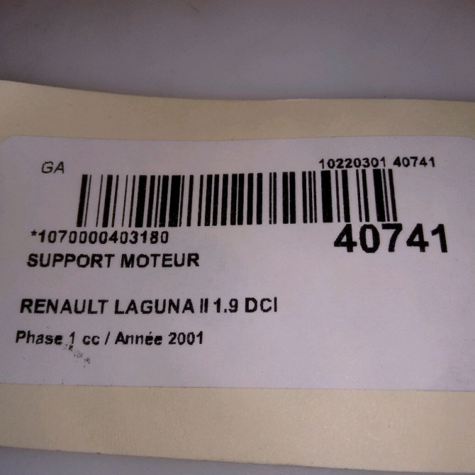 Support moteur occasion RENAULT LAGUNA II Phase 1 11-2000->03-2005 1.9 DCI 110ch 4