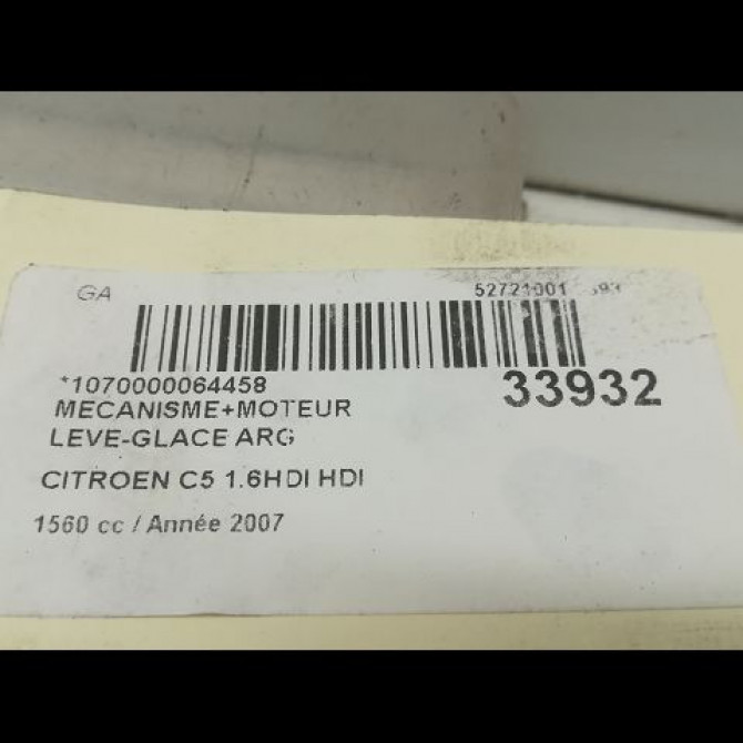 Mecanisme+moteur leve-glace arg occasion CITROEN C5 I Phase 2 09-2004->06-2008 1.6 HDi 110ch 922364 5