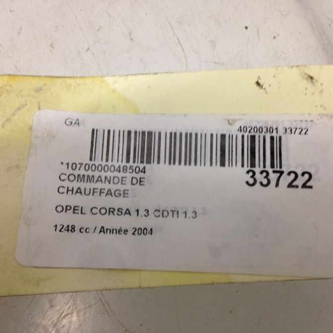 Commande de chauffage occasion OPEL CORSA III Phase 2 08-2003->09-2006 1.3 CDTI 13153079 3
