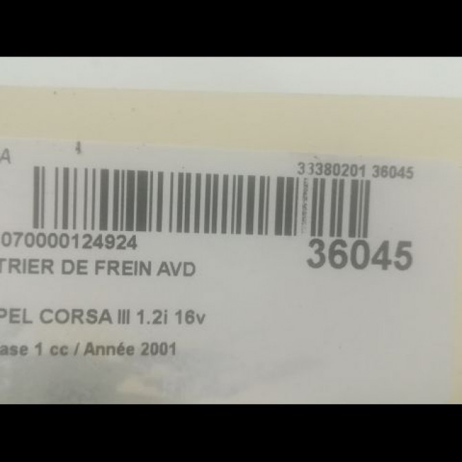 Etrier de frein avant droit occasion OPEL CORSA III Phase 1 10-2000->08-2003 1.2i 16v 9195987 3
