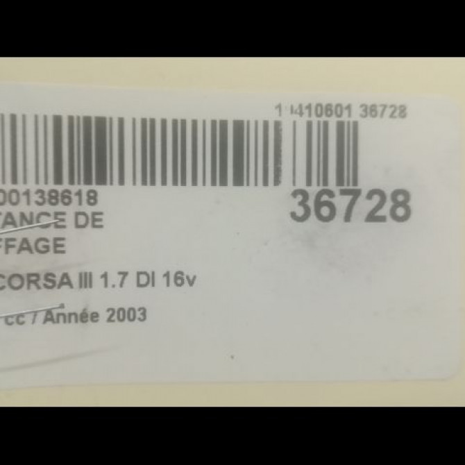 Resistance de chauffage occasion OPEL CORSA III Phase 1 10-2000->08-2003 1.7 DI 16v 95525332 3
