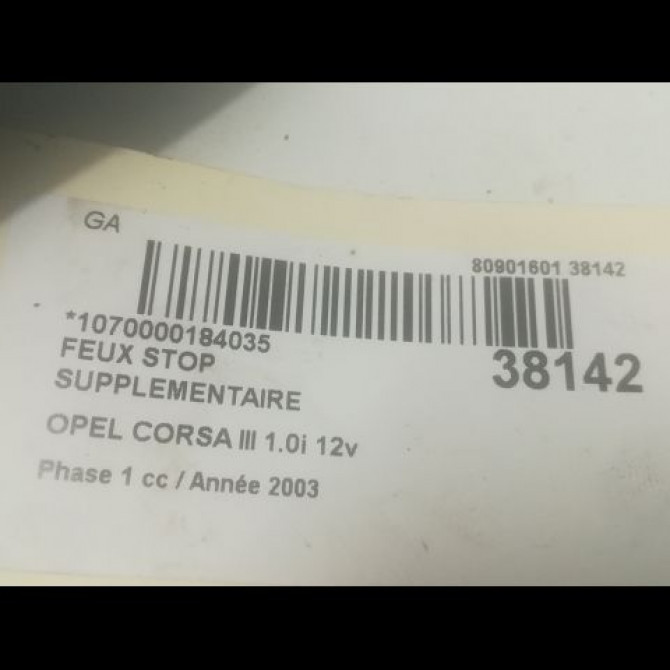 Feux stop supplementaire occasion OPEL CORSA III Phase 1 10-2000->08-2003 1.0i 12v 24416515 3
