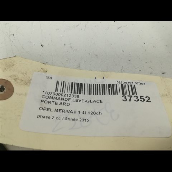 Commande leve-glace porte arrière droite occasion OPEL MERIVA II phase 2 11-2013->... 1.4i 120ch 13301889 3