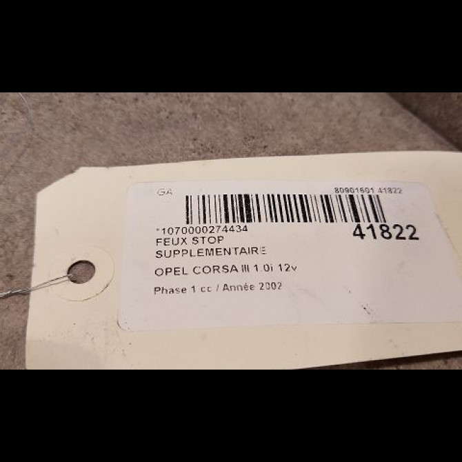 Feux stop supplementaire occasion OPEL CORSA III Phase 1 10-2000->08-2003 1.0i 12v 24416515 2