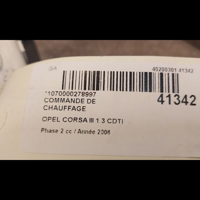 Commande de chauffage occasion OPEL CORSA III Phase 2 08-2003->09-2006 1.3 CDTI 70ch 13153079 3