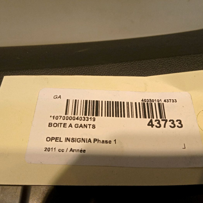 Boite à gants occasion OPEL INSIGNIA Phase 1 01-2009->03-2013 13308550 4