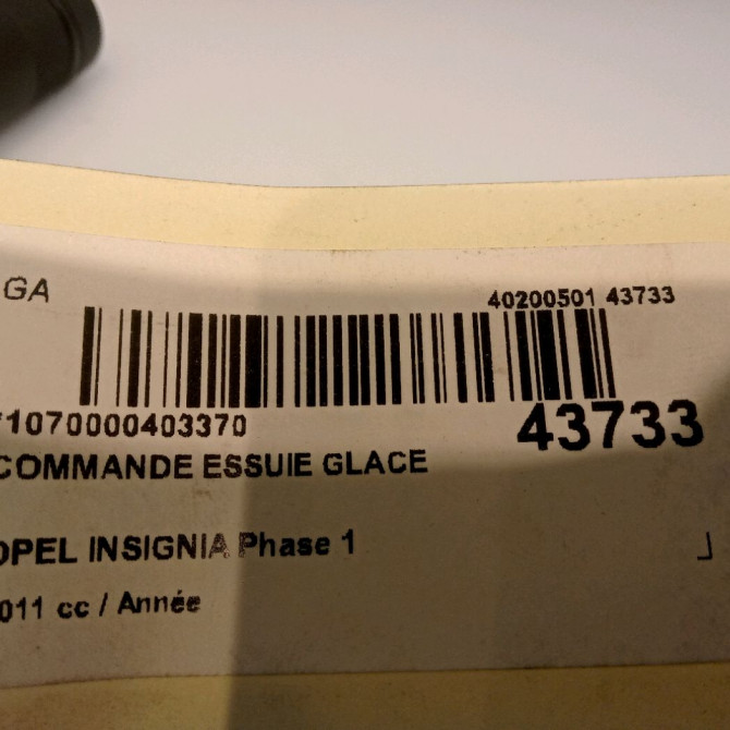 Commande essuie glace occasion OPEL INSIGNIA Phase 1 01-2009->03-2013 20964884 4