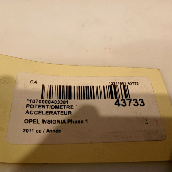 Potentiometre accelerateur occasion OPEL INSIGNIA Phase 1 01-2009->03-2013 5