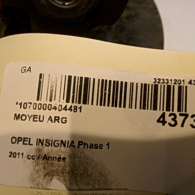 Moyeu arg occasion OPEL INSIGNIA Phase 1 01-2009->03-2013 13507374 4