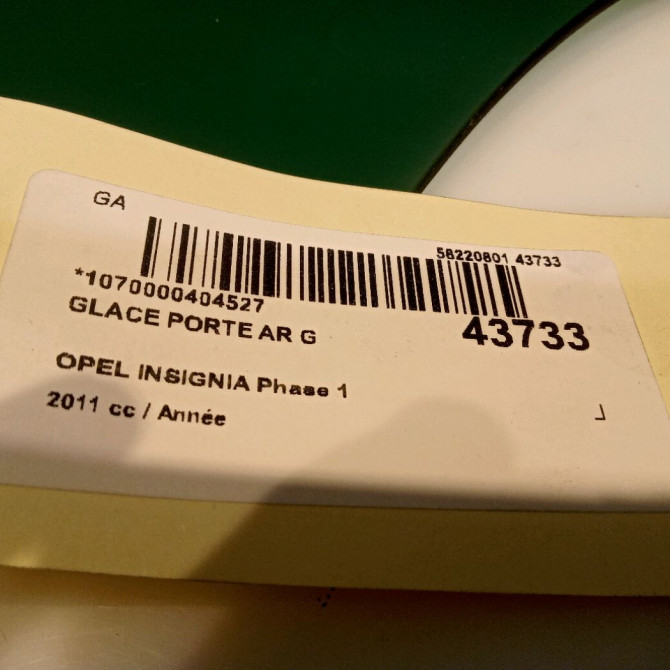 Glace porte ar g occasion OPEL INSIGNIA Phase 1 01-2009->03-2013 22870570 2