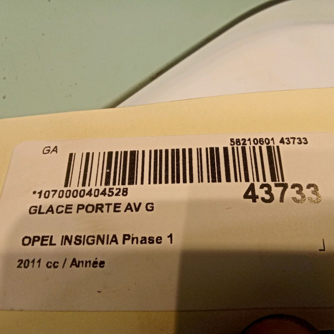 Glace porte av g occasion OPEL INSIGNIA Phase 1 01-2009->03-2013 13227826 2