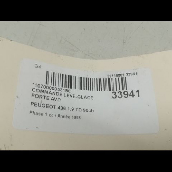 Commande lève-glace porte avant droite occasion PEUGEOT 406 Phase 1 10-1995->04-1999 1.9 TD 90ch 6552KT 3