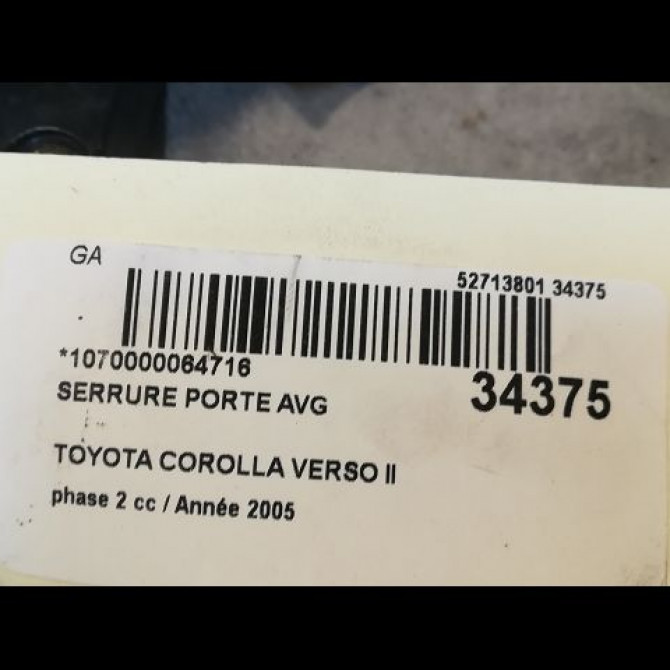 Serrure porte avg occasion TOYOTA COROLLA VERSO II phase 2 06-2007->05-2009 2.2D 136ch 6904002152 3
