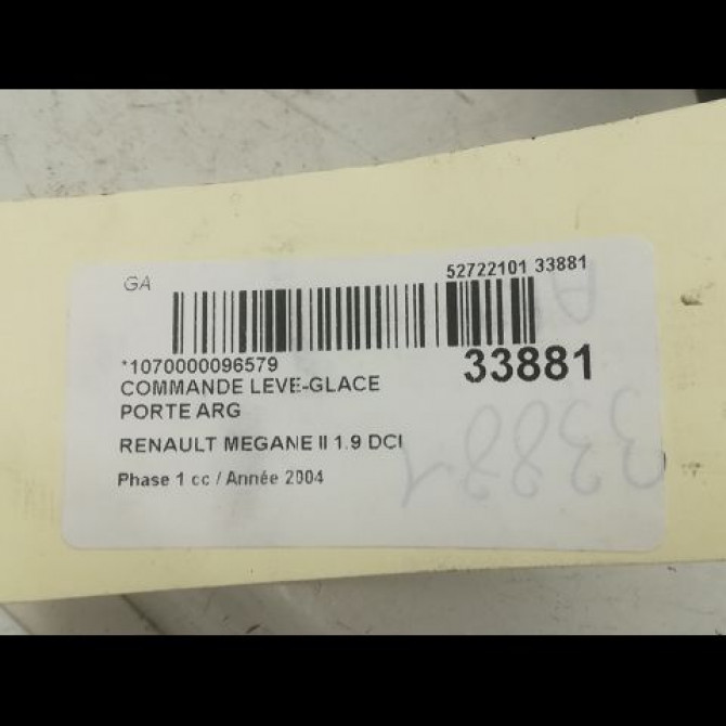 Commande leve-glace porte arrière gauche occasion RENAULT MEGANE II Phase 1 09-2003->12-2005 1.9 DCI 120ch 3