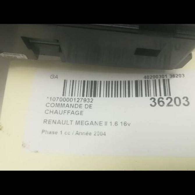 Commande de chauffage occasion RENAULT MEGANE II Phase 1 09-2003->12-2005 1.6 16v 7701208976 3