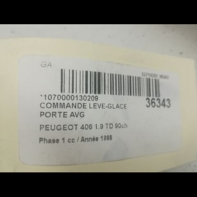Commande lève-glace porte avant gauche occasion PEUGEOT 406 Phase 1 10-1995->04-1999 1.9 TD 90ch 6552KQ 3