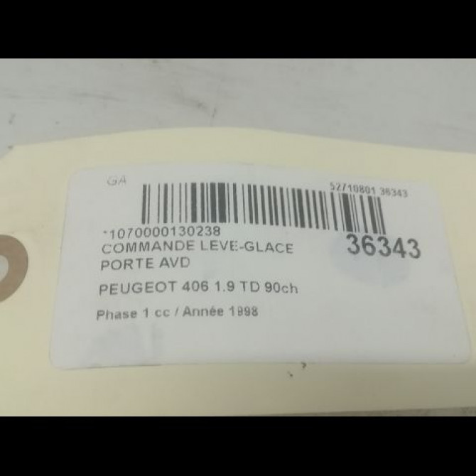 Commande lève-glace porte avant droite occasion PEUGEOT 406 Phase 1 10-1995->04-1999 1.9 TD 90ch 6552KT 3