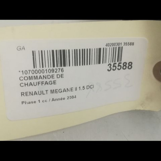 Commande de chauffage occasion RENAULT MEGANE II Phase 1 09-2003->12-2005 1.5 DCI 80ch 7701208976 3