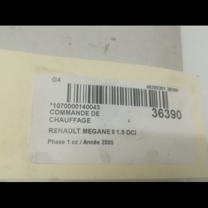 Commande de chauffage occasion RENAULT MEGANE II Phase 1 09-2003->12-2005 1.5 DCI 80ch 7701208976 3