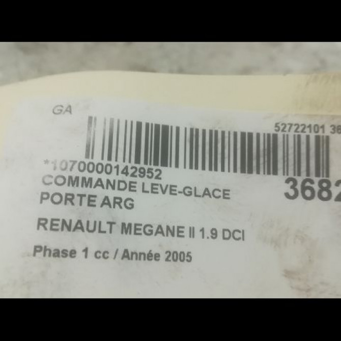 Commande leve-glace porte arrière gauche occasion RENAULT MEGANE II Phase 1 09-2003->12-2005 1.9 DCI 120ch 3