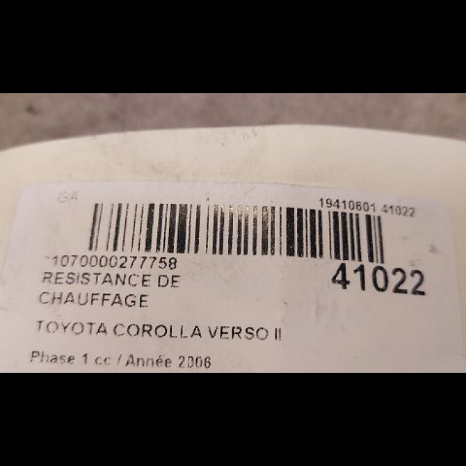 Resistance de chauffage occasion TOYOTA COROLLA VERSO II Phase 1 05-2004->06-2007 136 D-4D 3