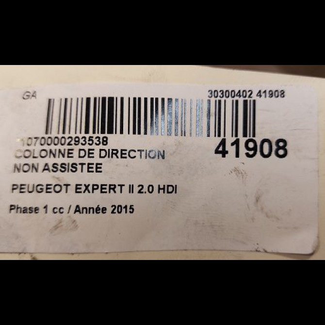 Colonne de direction non assistee occasion PEUGEOT EXPERT II Phase 1 01-2007->... 2.0 HDI 128ch 4123Y0 3