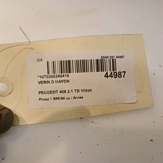 Verin droit hayon occasion PEUGEOT 406 Phase 1 04-1995->04-1999 2.1 TD 110ch 3