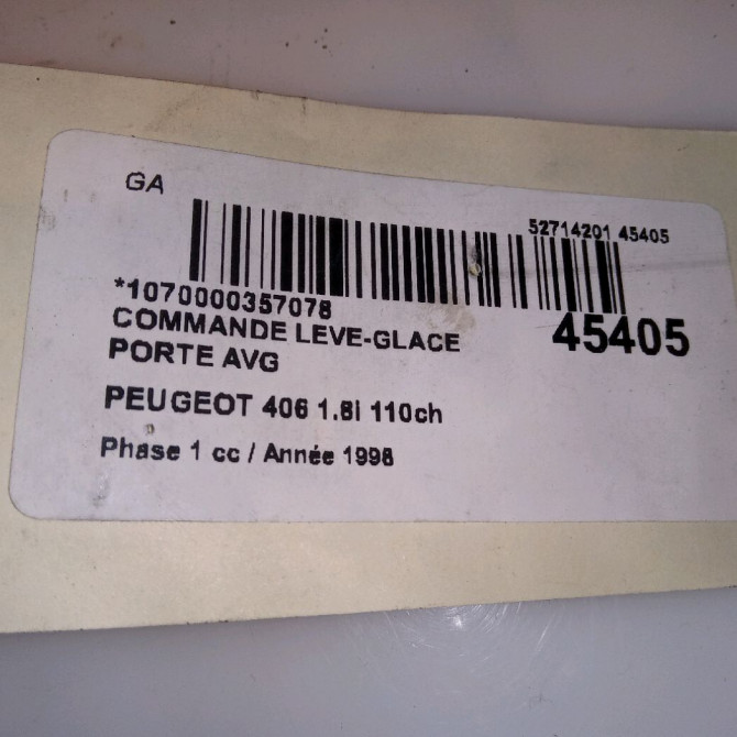 Commande lève-glace porte avant gauche occasion PEUGEOT 406 Phase 1 10-1995->04-1999 1.8i 110ch 6552KQ 3